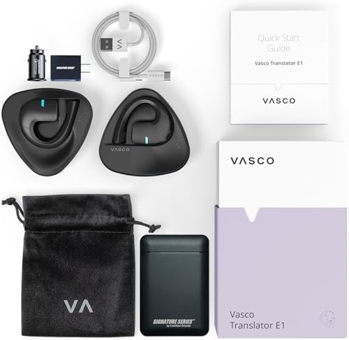 Vasco Translator E1 | Language Translator Earbuds with Over 50 Languages | Signature Exclusive Kit