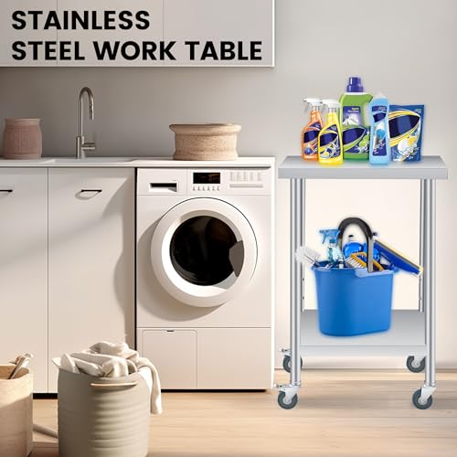 STMHOM 24 x 14 x 35 in Stainless Steel Prep Table, 640 LBS Capacity