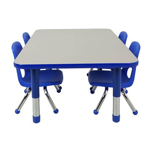 FDP 8" School Stack Chair with Ball Glides, Blue, 4-Pack, 14745-BL