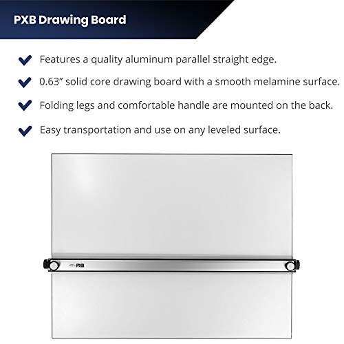 Pacific Arc Table Top PXB Drawing Board with Parallel Bar, White, 23 inches by 31 inches