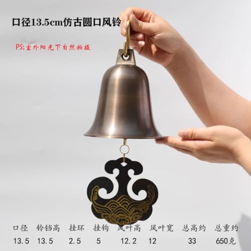 13.5cm Chinese Style Retro Architecture Temple Courtyards Copper Bells Pure Copper Wind Chime Pendants