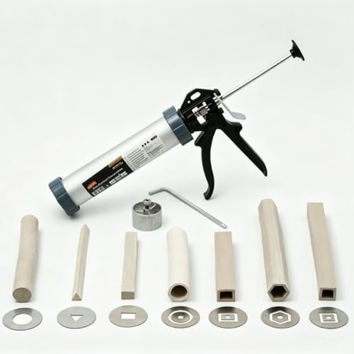 Opazua DIY Soft Hollow Mud Stick Extruder Set, Clay Extruder Gun, with 7 Different Molds Plates, Handheld Extruder Clay Tool, for Sculpting and Ceramics Crafting