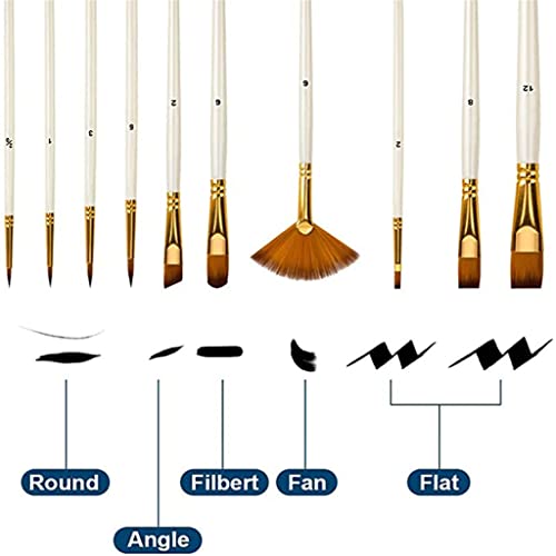 UOHLCX HBJWOV 10Pcs Paint Brushes Set Nylon Hair Brush for Acrylic Painting Oil Watercolor Paint DIY Art Supplies