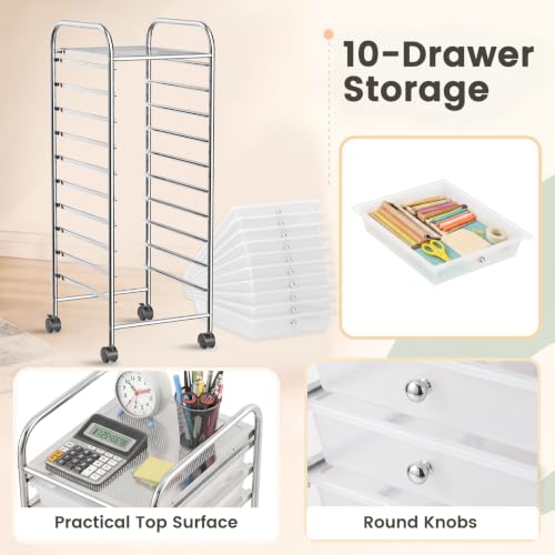 LDAILY Rolling Cart with Drawers, Classroom Storage for Teacher, School
