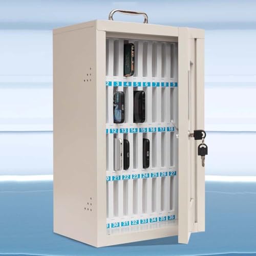 Wall-mountable Cell Phone Locker, Portable Cell Phone Safe Deposit Box with Lock Translucent Mobile Phone Safe Box for Enterprise, Company, Classrooms(36 Slots)