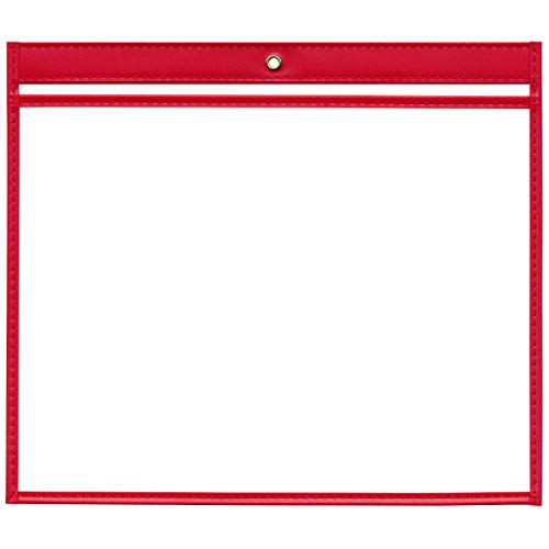 StoreSMART - Rigid Sewn Vinyl Plastic Pockets - Red - 25 Pack - 9 x 12 inches - Open Long Side - T85205L-R25