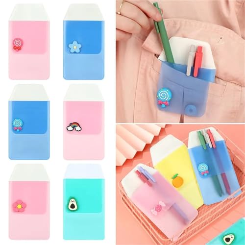 Gonehyu 2 Pack PVC Pen Pouch Pocket Protector Anti-Leak Nurse Pen Holder for Shirt Pocket