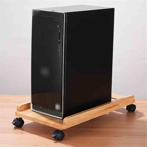 JHDDIA Solid Wood Computer Tower Stand with Wheels Movable Pc Stand Heat Dissipation Pc Holder Floor Cart for Desks Esports Arenas(Solid Timber - 45 x 21 cm)