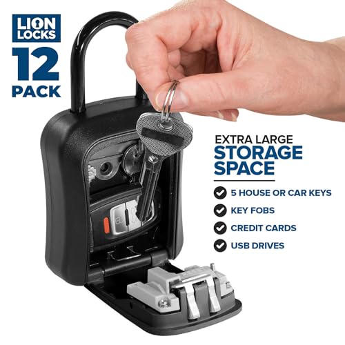 Key Lock Box for Keys with Code (12 Pack) 4 Digit Combination Lockbox for Keys Outdoor, Portable, Waterproof, Realtor Lock Box, Black