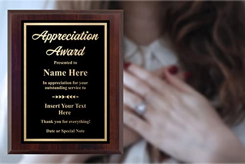 Custom Plaque for Appreciation - Personalized Engraved Award - Choose Your Size, Customize Now! (9x12)