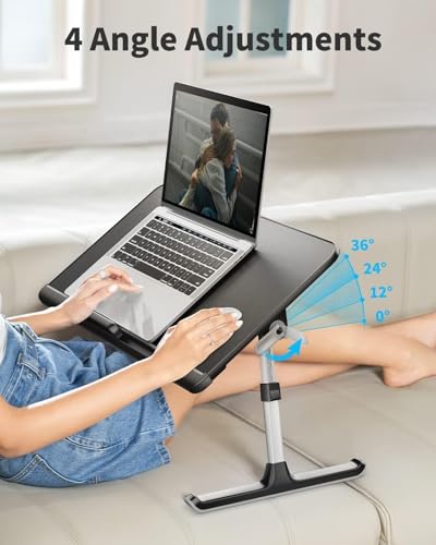 SAIJI Laptop Bed Tray Table - Adjustable Lap Desk for Couch (Dark Black)