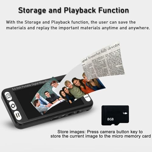 Digital Video Magnifier 5.0 Inch Portable Reading Aid with Foldable for Low Vision,Macular Degeneration,Visually Impaired,2x-48x Zoom,26 Color Modes,White