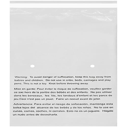 24" X 24” (400 Count) Self Seal Clear Poly Bags with Suffocation Warning for Packaging, Shipping, FBA Storage - Permanent Adhesive
