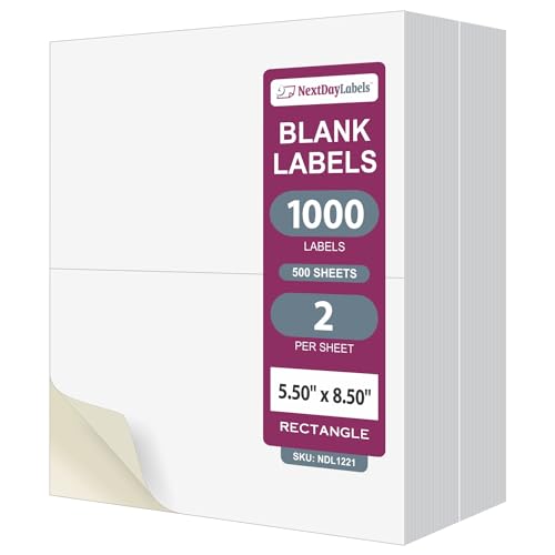 NextDayLabels 8-0.5" x 5.5" Rectangle - 2 Per Sheet - 1,000 Labels