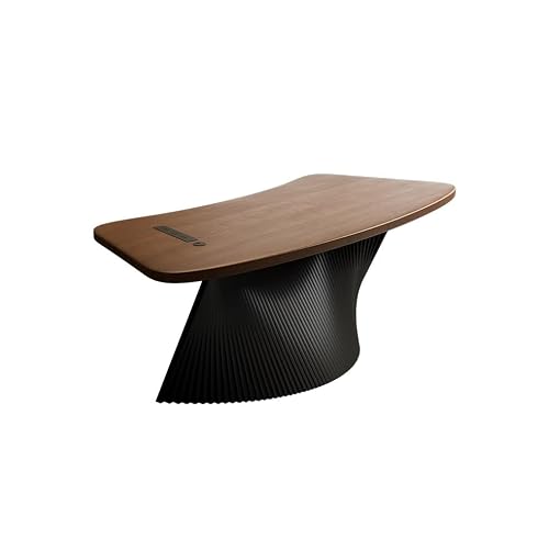 LINKIO Home Office Desks Single Boss Office Workbench, Curved Simple Business Solid Wood Study Table, Black Table Legs Modern Furniture Computer Table Desk(180x80x75cm)