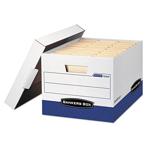 Bankers Box 07243 Storage File, Letter/Legal,12-Inch x15-Inch x10-Inch, 12/CT, White/Blue