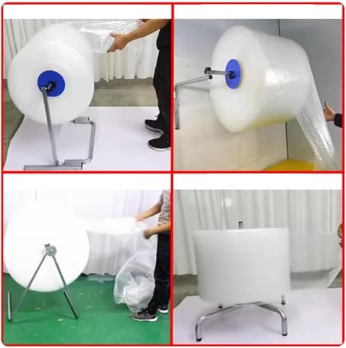Wall Mounted Bubble Foam Wrap Roll Dispenser, Manual Wrapping Roll Stand with 30-150cm Length, Industrial Heavy Duty Film Packing Station for Factory Moving Shipping Protection (60cm/23.6in)