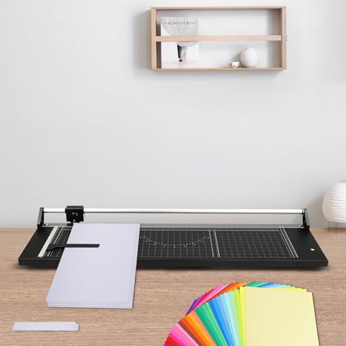 Manual Rotary Paper Cutter Office Straight Paper Trimmer Commercial Paper Craft Tool for A3, A4, and A5 Cardboard(within 1mm),Laminated sheets(within 0.4mm), Designers, Home, School 39 * 12in