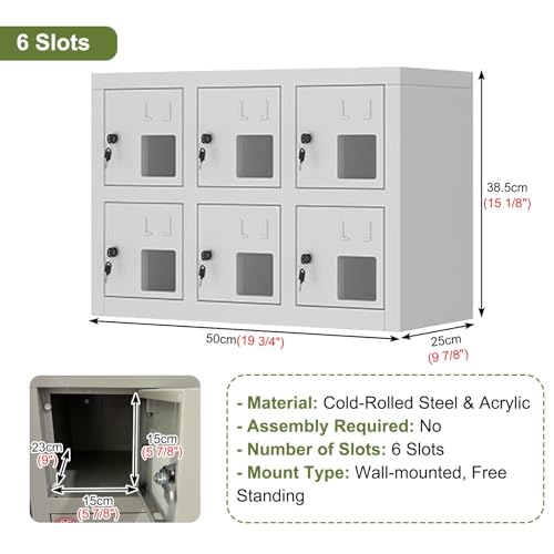 RJYYYDS Cell Phone Lockbox for Work Meetings, Office Use, 20-Slot Lightweight Storage with Individual Locks, Mobile Phone Discipline Box, Secure nizer for SMA,6 Slots