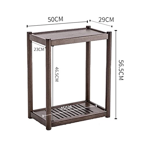 VHDY85KA Office Solid Wood PC Tower Stand, 2-Tier Mobile CPU Holder, Floor Standing PC Main Case Stand with Invisible Caster Wheels for Home Office Accessories(Brown,Small)