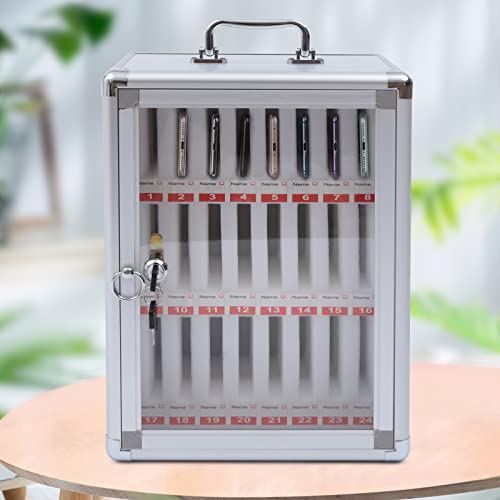 Aluminum Alloy Pocket Chart Cell Phones Storage Cabinet for Cell Phones, Mobile Phone Safe Storage Gadget for Classroom Home Table Office, Wall-Mounted with a Locked, Can be Carried by Hand (24 Slots)