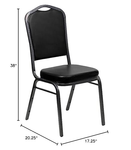 Flash Furniture DC01SVBKVY Vinyl Banquet Chair, Black, 10/Pack (FD-C01-SILVERVEIN-BK-VY-GG)