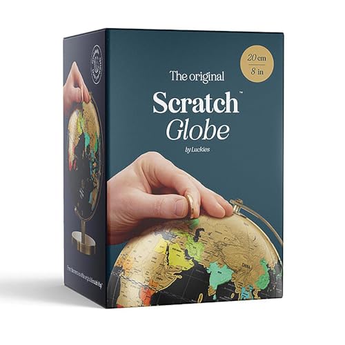 Luckies Scratch Globe - Scratch Off Globe - World Map - Travel Map - USA & Australian States - World Maps Travelers - Foil Layer Colourful Maps - Office Desk Gift For Men - Interactive Decor - 20 CM
