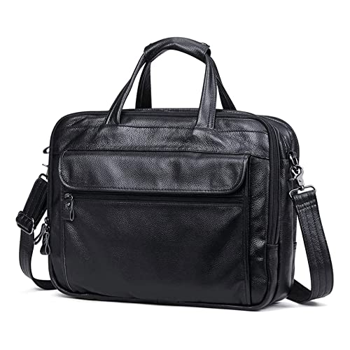 Marycan Messenger Bag, Genuine Leather Briefcase for Men 15.6 Inch Laptop Computer Case Business Travel Work Messenger Cross Body Shoulder Bags (Color : Black)
