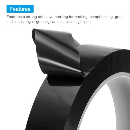 Whiteboard Tape 5Pcs 25mm/30mmx66M Graphic Whiteboard Tape Chart Line Grid Electrical Marking Tapes Thin Dry Erase for DIY Art Crafting(66mx25mm Black)