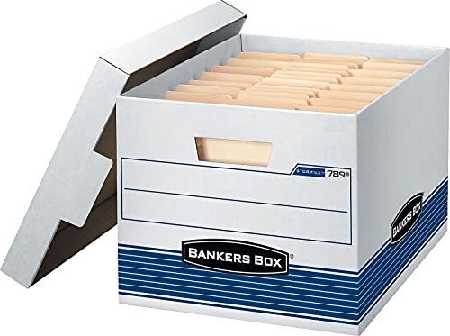 Bankers Box 00789 Quick/Stor Box, Ltr/Lgl, 12-Inch x15-Inch x10-Inch, 12/CT, White/Blue