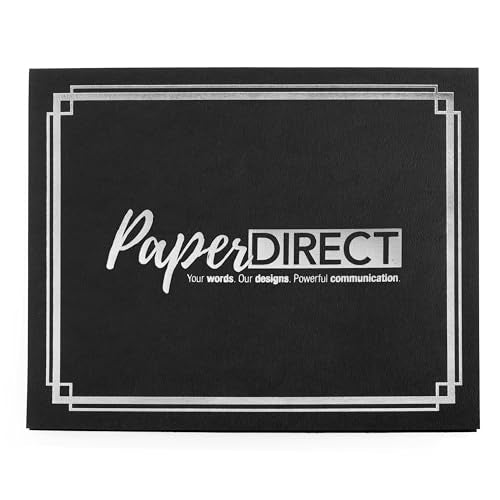 PaperDirect Foil Elegance Custom Certificate Jackets, Black, Double Silver Embossed Foil, Personalized Certificate Holders, Schools, Businesses, Awards, Diplomas & Professional Recognition, 50 Count
