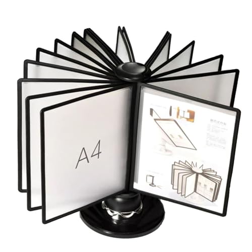 NIKAIDD Office Folders, Rotatable Desk Reference Organizer, 20 Double-Sided Panels, 40 Sheet Capacity, Catalog Display Rack, for Office/Home Display and Stora (Black 20 Pages)