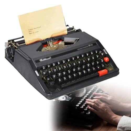 Portable Manual Typewriter with Case, Classic Old Fashioned Manual Typewriter, Wireless Typewriter Keyboard, Mechanical English Typewriter,1980 Classic Nostalgia Portable Retro Manual Typewriter,Black