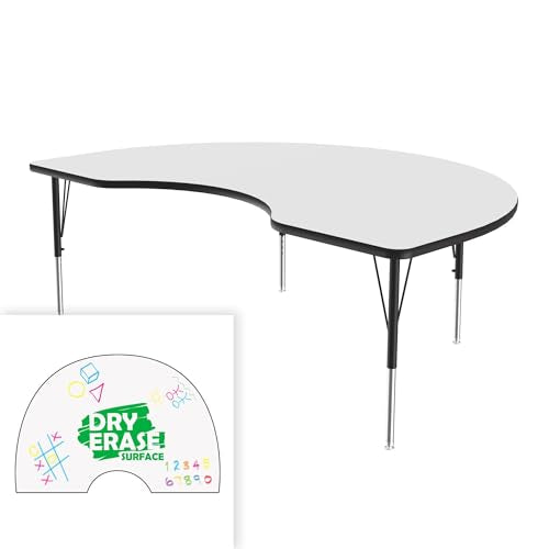 Correll 48" x 72" Kidney Dry Erase School Activity Table, Markerboard/Black