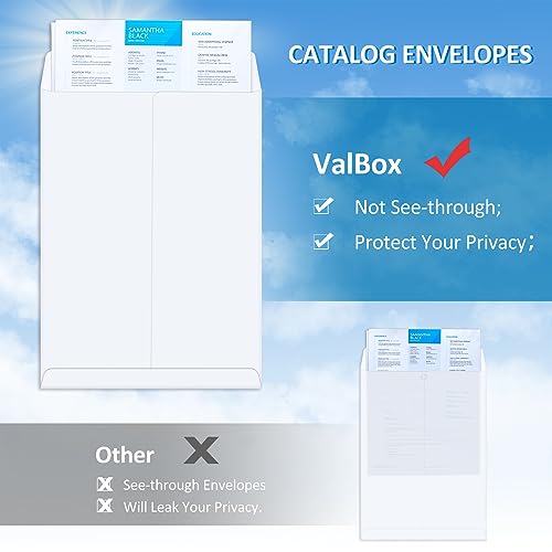 ValBox 9x12 Self Seal Catalog Envelopes 250 Packs White Envelopes with Peel and Seal Flap for Mailing, Organizing and Storage