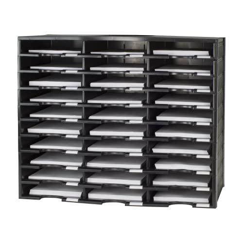 Storex 30-Compartment Literature Organizer, 31.38 x 14.13 x 25.5 Inches, Black (61419U01C)