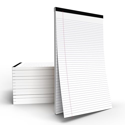 E-CLIPS USA Notepads, Legal Pads, Note Pads 8.5 x 14, Legal Wide Rule Notepad, White, Chipboard Back, Writing Pad, Office Supplies, 50 Sheets Per Pad (12 Pack)