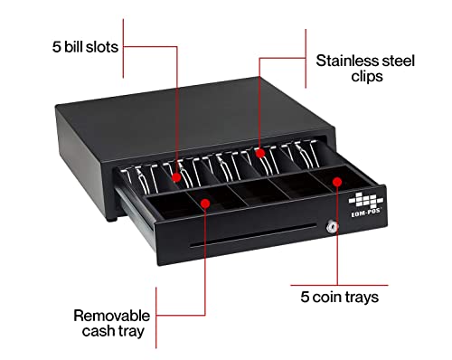 EOM-POS Cash Register Money Drawer, Printer Driven. Compatible with Square