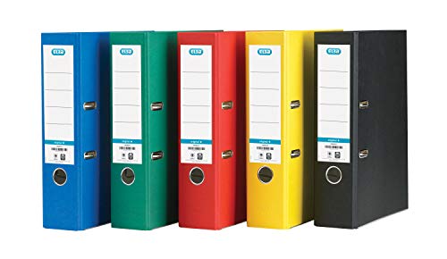 Elba A4 Lever Arch File, Coloured Paper On Board, 80 mm Spine, Assorted, Pack of 10