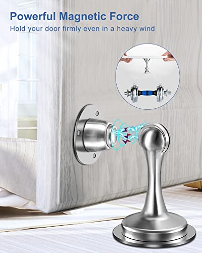 Magnetic Door Stop Stainless Steel ZUONAI 2 Pack Magnetic Door Stopper Heavy Duty Magnetic Door Holder Sticking Outdoor Magnetic Floor Door Stop Strong Magnet Door Stoppers for Walls and Floor