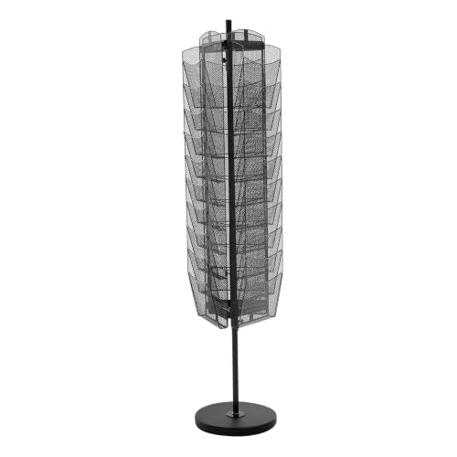 VEVOR Rotating Brochure Display Rack, 30 Pockets Mesh Magazine Literature Display Stand, Portable Floor Standing Magazine Rack, Metal Newspaper Catalog Holders for Shop Exhibitions Office Trade Show