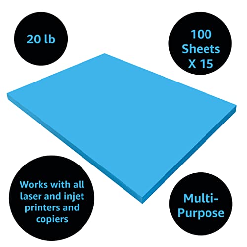 uBoxes Bond Paper, Letter Sized, 100 per Pack, 15 Packs per Box, Blue
