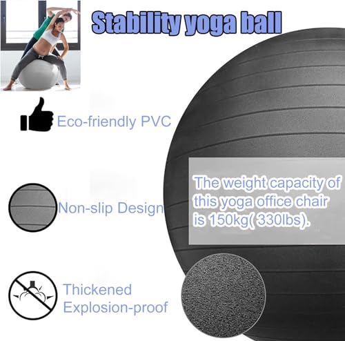 Yoga Ball Chair Birthing Ball Chair for Pregnancy, Yoga Ball Seat for Back Pain Relief, Exercise Ball Chair with Base, Balance Ball Chair for Office Home ( Color : Green , Size : Diameter 55cm ( 21 5/