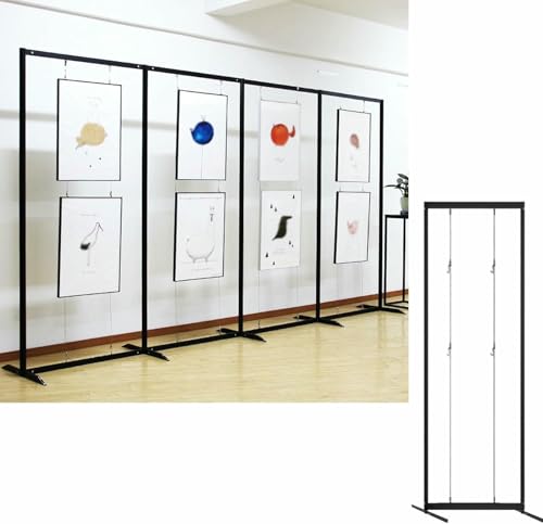ZOCWJK Picture Hanging Exhibition Display Stand with Stable Base, Freestanding Double-Sided Painting Show Rack for Art Gallery, Craft Fair, Booth (1pc-100x200cm(39 3/8