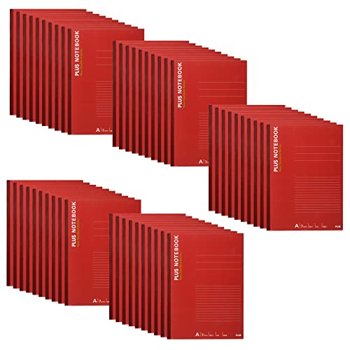 PLUS NO-204AS Notebook, A4 (No. 1), Red, 50 Notebooks, 76-713 x 50, A4, 40 Sheets, A Ruled (0.3 inch (7 mm) Wide)