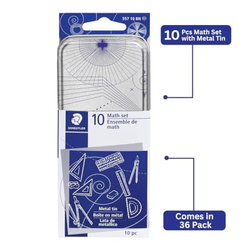 STAEDTLER 10-Piece Math Set with Metal Compass, 36 Pack