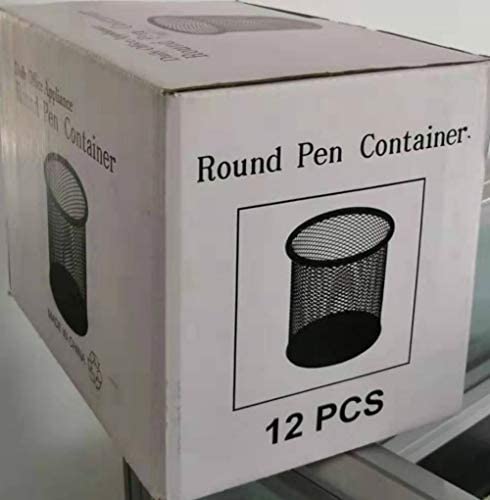 Pencil Holder 12 Pack of Mesh Metal Black Round Steel Pen Cup Magnetic Scissor Pen Stand for Desk Office School Bank Supplies Organizer