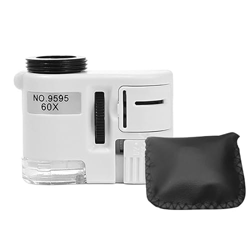 EUQKKWLOY Microscope Accessories Kit Slide Preparation Camer 60X Zoom Microscope Magnifier for Phone Portable Magnifying with Led Light Microscope Accessories