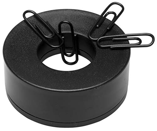 HAN 17652-32, i-Line Paper Clip Dispenser. Elegant, Attractive Accessory, Premium Quality with Ring Magnet, White-Black