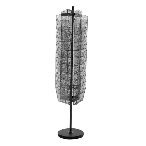 VEVOR Rotating Brochure Display Rack, 30 Pockets Mesh Magazine Literature Display Stand, Portable Floor Standing Magazine Rack, Metal Newspaper Catalog Holders for Shop Exhibitions Office Trade Show